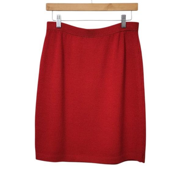 Vtg St John Collection Marie Gray Skirt Suit Set Size 4 Red Santana 2 Piece - Picture 12 of 15